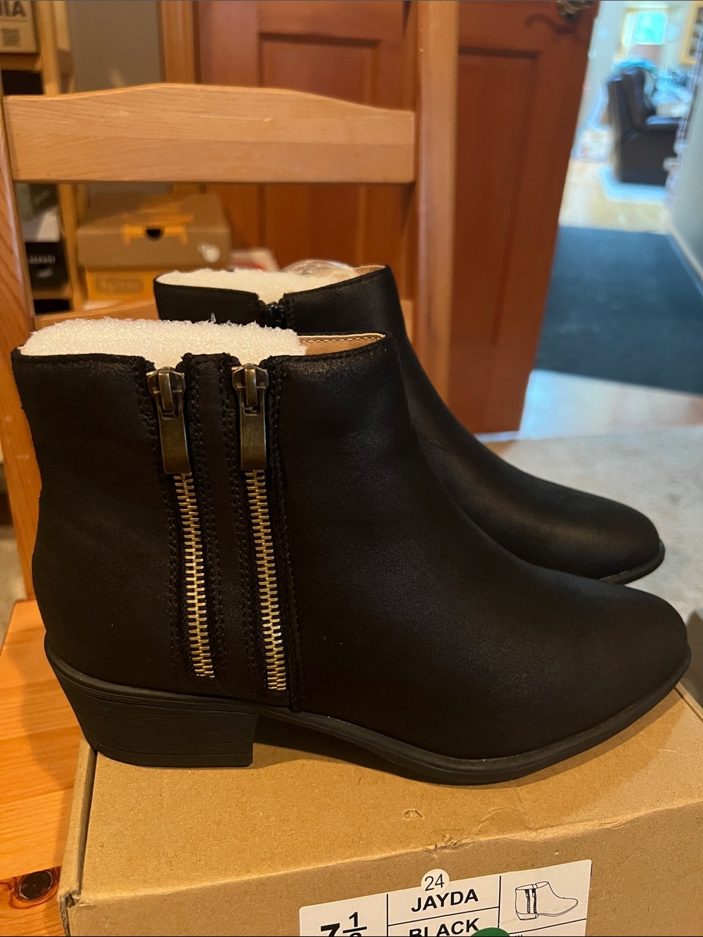 Journee Collection Black Ankle Booties with Dual Zippers